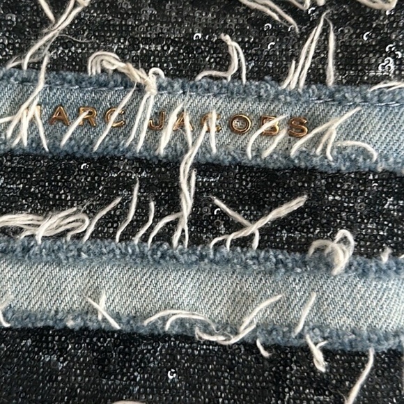 Marc Jacobs Wingman Striped Denim Tote Bag Sequined Tropical Patche - Picture 6 of 8